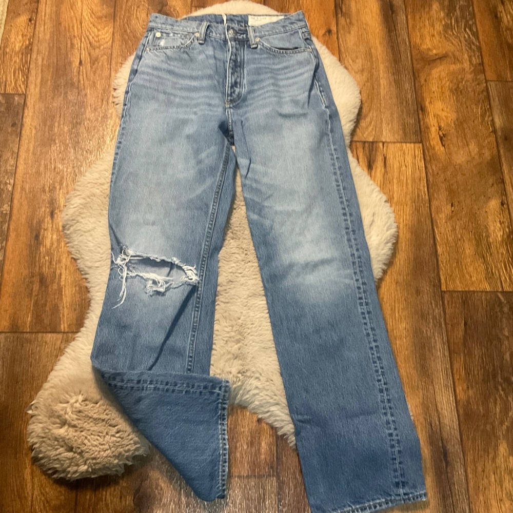 Rag & Bone Alex High Rise Straight Size 25 Denim Jeans Medium Wash Cotton Womens